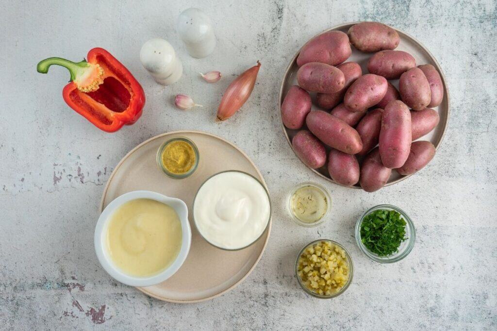 Unlabeled photo ingredient for Creamy Red Potato Salad with Pickle.