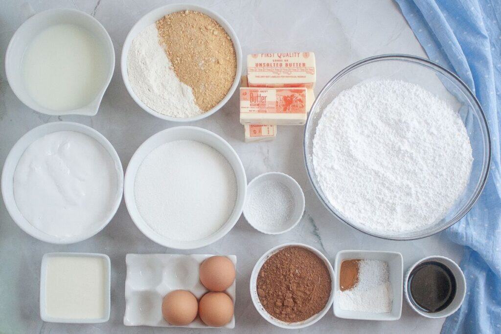 Ingredients for Graham Cracker Cake.