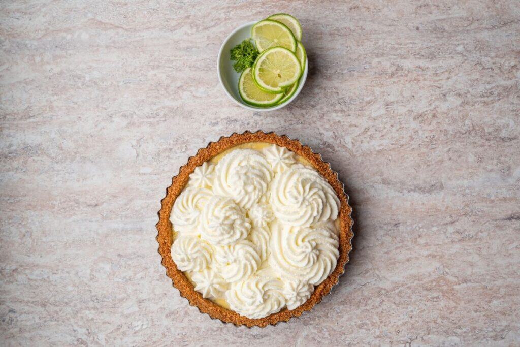 Preparing Creamy Key Lime Pie.