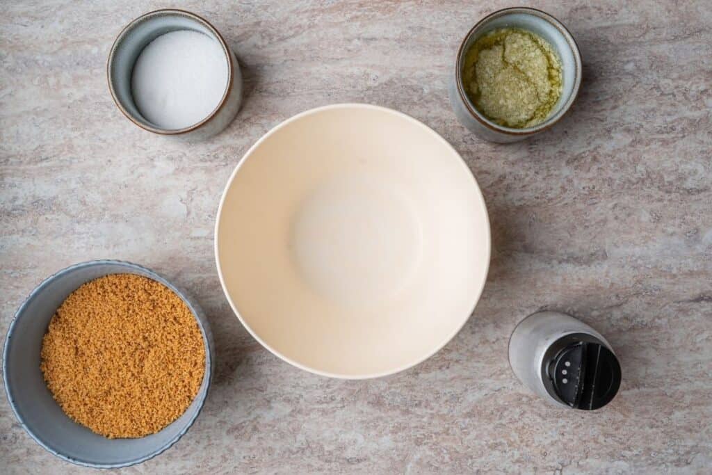 Preparing ingredients to mix for Creamy Key Lime Pie.