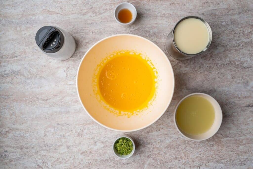 Preparing to mix ingredients for Creamy Key Lime Pie.