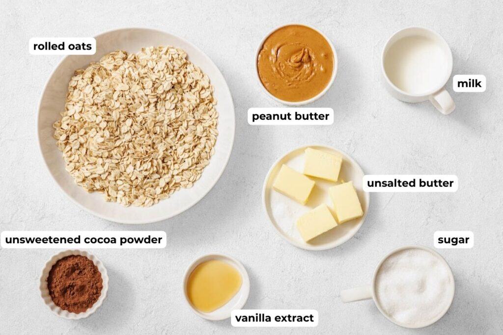 Ingredient photo for Peanut Butter No-Bake Cookies.