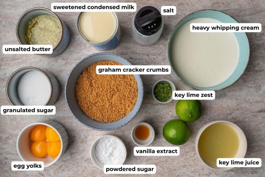 Labeled ingredient photo for Creamy Key Lime Pie.