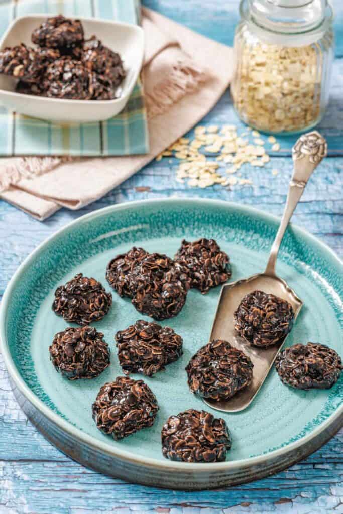 Image of delicious Peanut Butter-Chocolate No-Bake Cookies.
