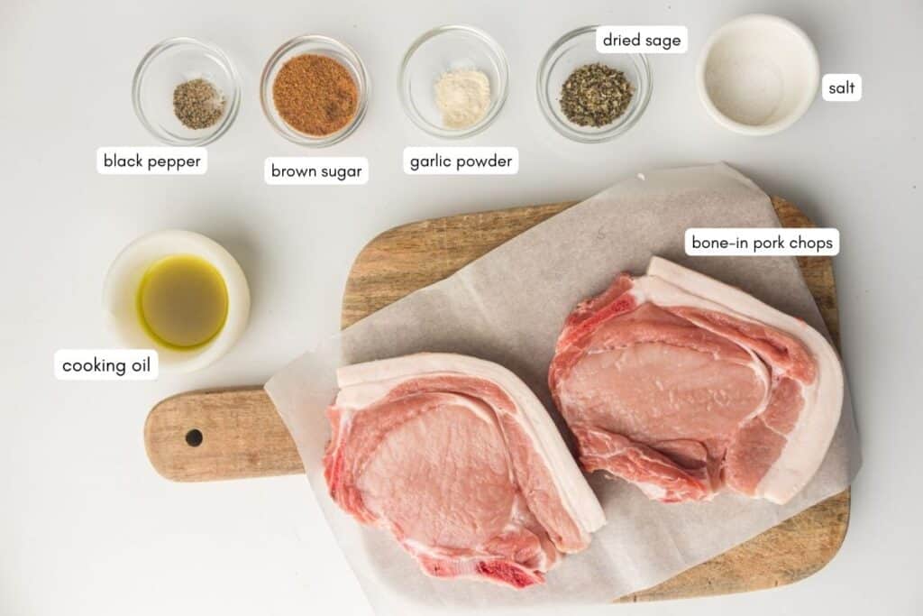 Complete ingredients of air fryer pork chops