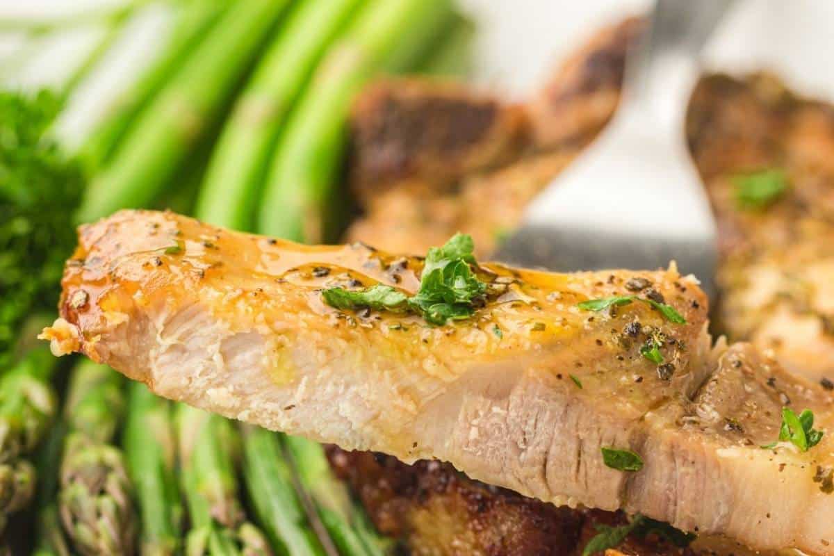 Juicy air fryer pork chops with golden crust.