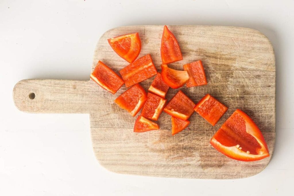 Chopped bell pepper.