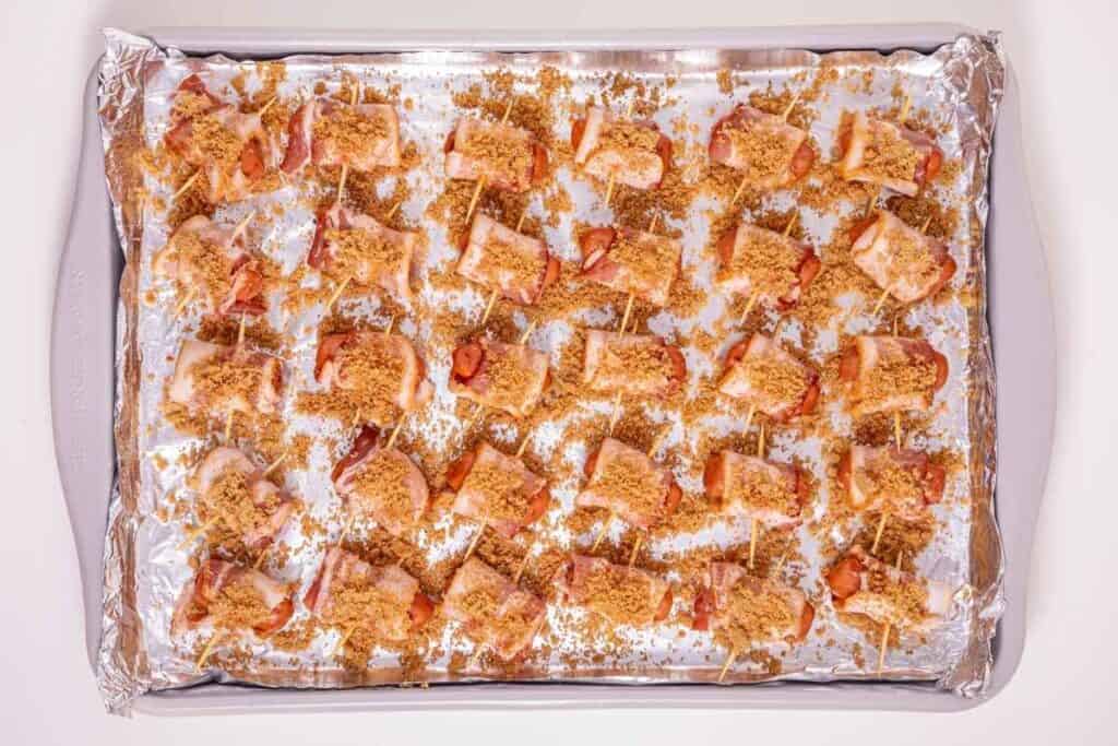 Bacon Wrapped Smokies sprinkled with brown sugar.