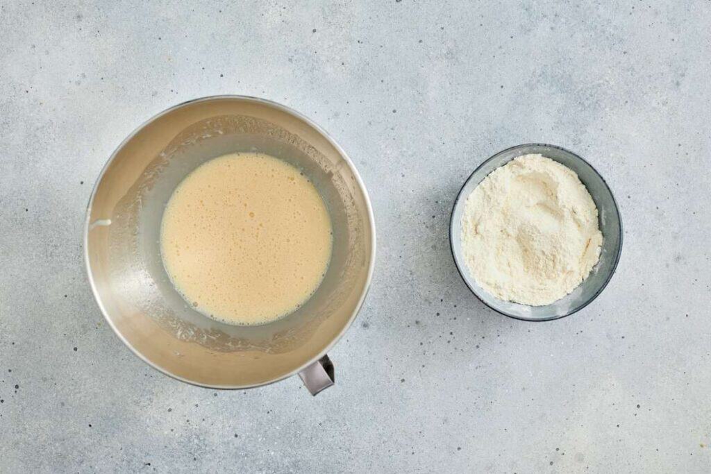 Close-up of batter and flour for cooking or baking.