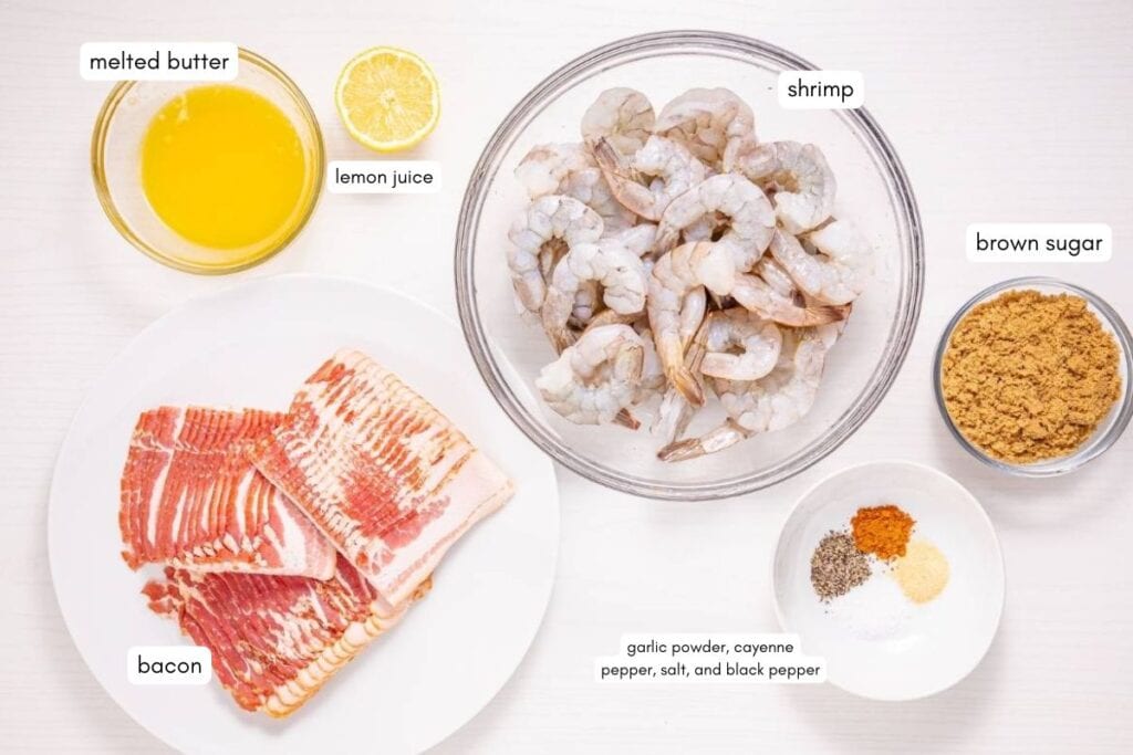 Ingredients for Bacon-Wrapped Shrimp.