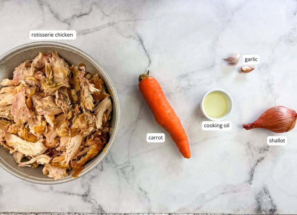 Instant Pot High Protein Chicken Broth ingredients with labels.