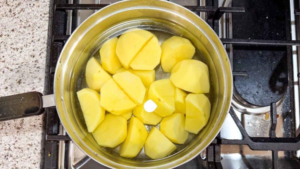 Start the potatoes in cold, well-salted water, not water that's already boiling.
